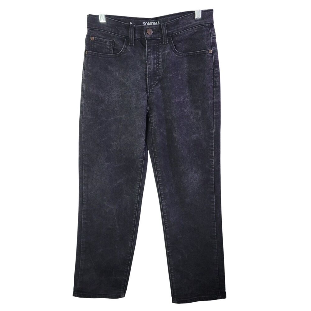 Sonoma Womens Size 14 Black Acid Wash Straight Leg Jeans